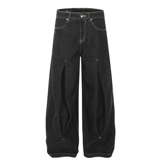 New vintage pleated washed jeans