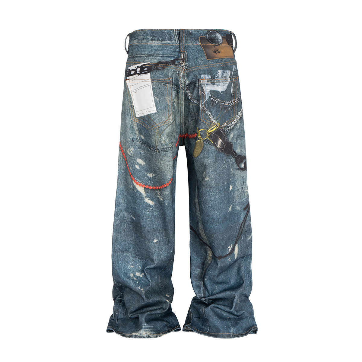 New Fashion Brand 3D Printed Washed Jeans