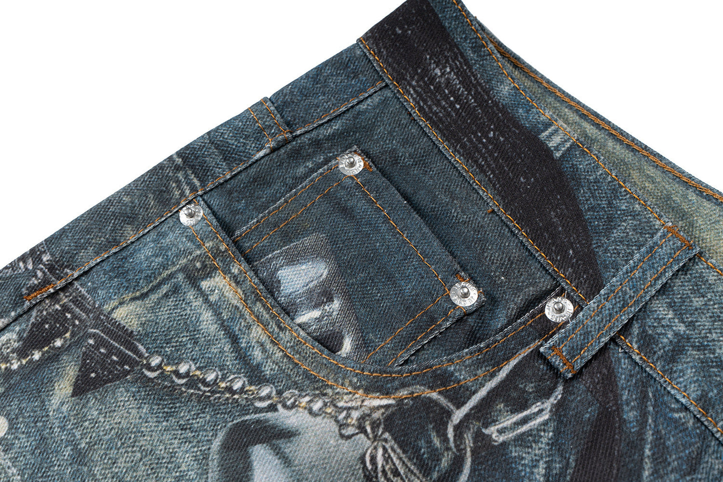 New Fashion Brand 3D Printed Washed Jeans