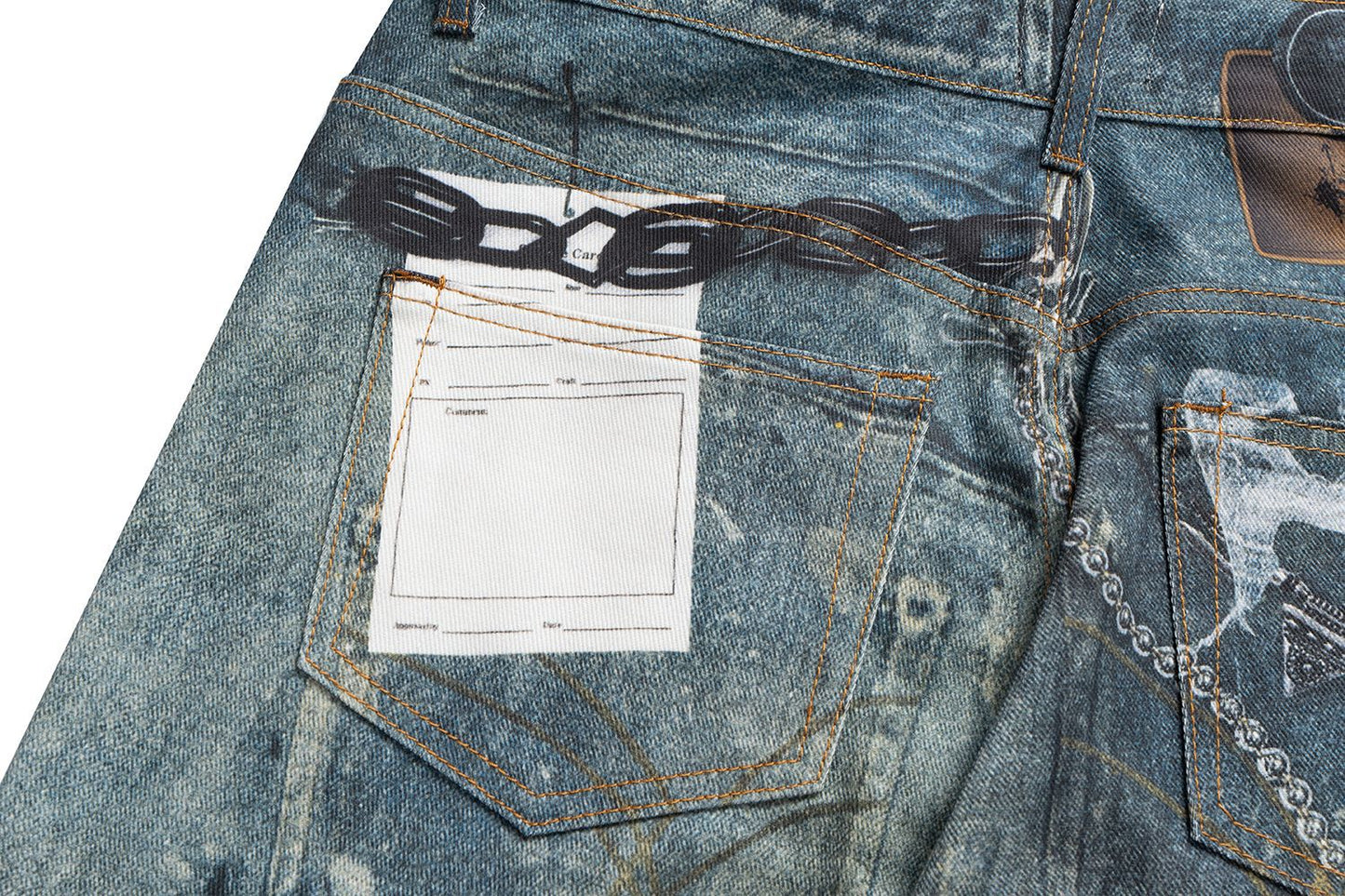 New Fashion Brand 3D Printed Washed Jeans