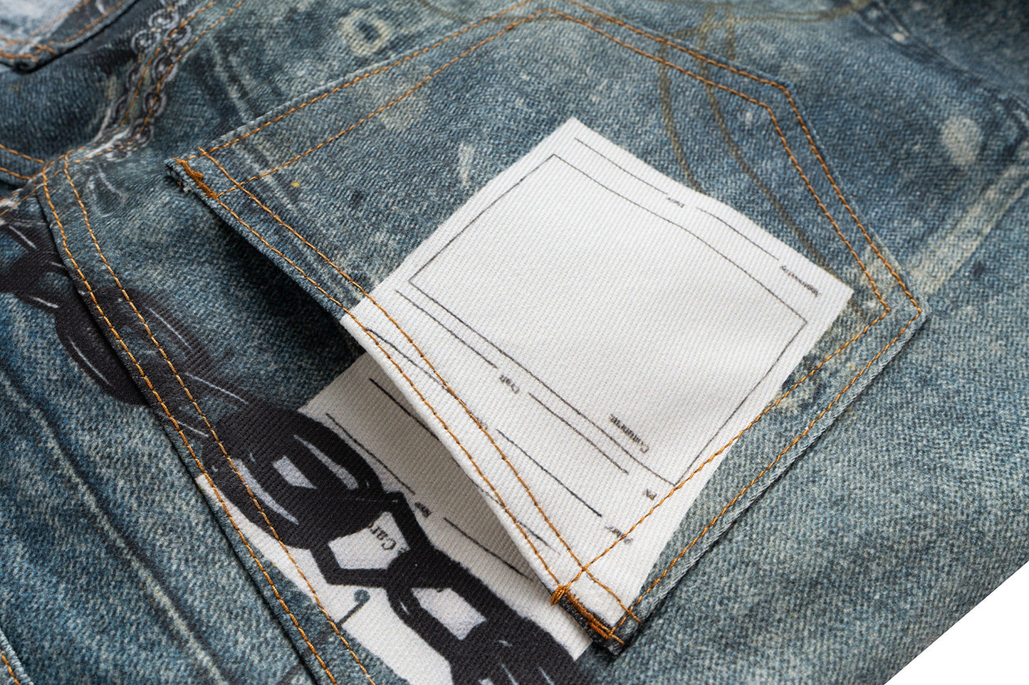 New Fashion Brand 3D Printed Washed Jeans