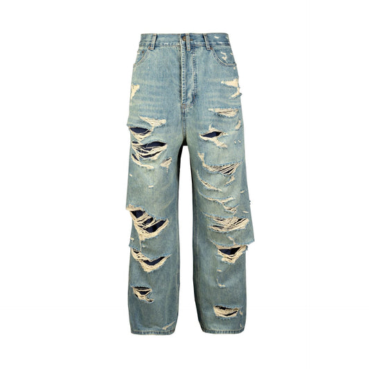 New Retro Loose Street Beggar Tassel Ripped Jeans